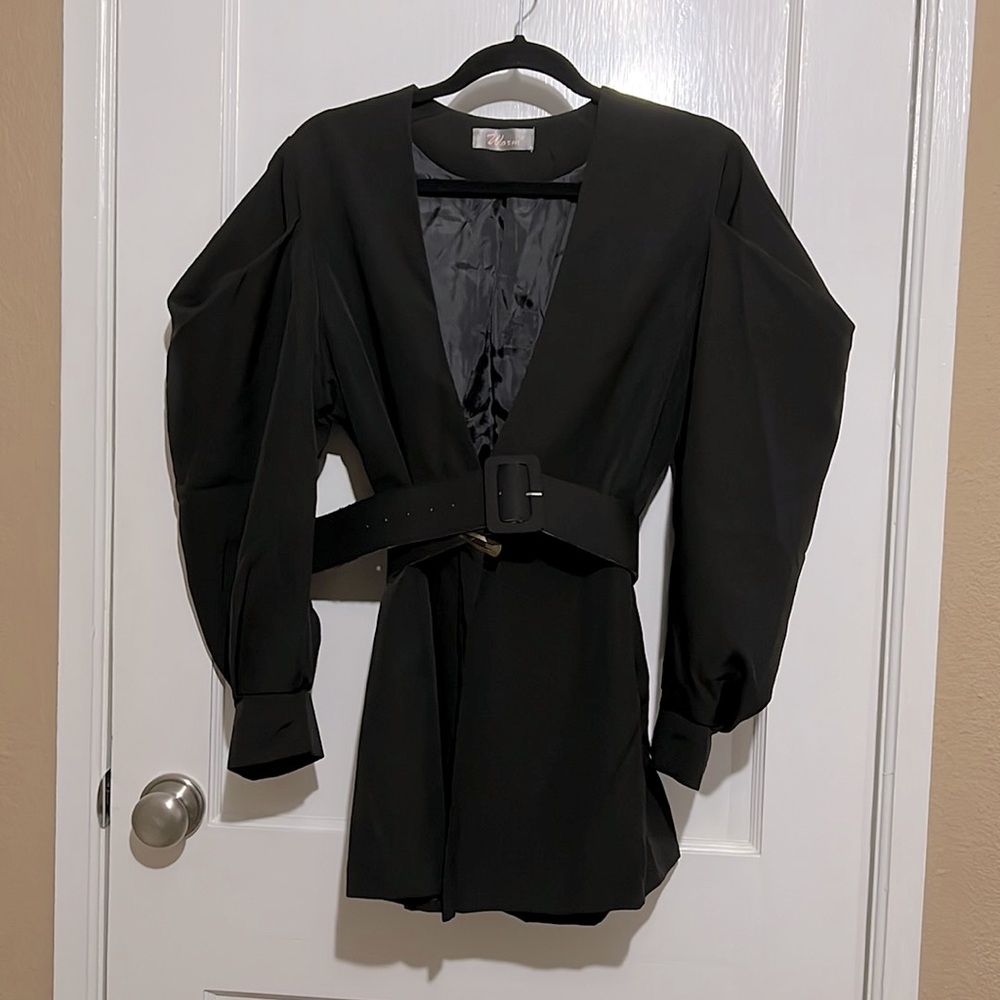 long sleeve blouse with belt